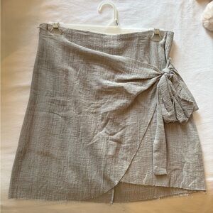 Gray Wrap Mini Skirt